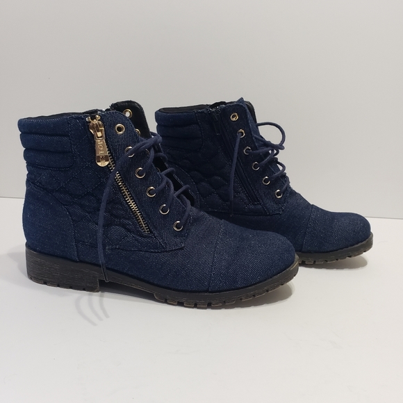 Beston Blue Denim Jeans Booties - Picture 7 of 11